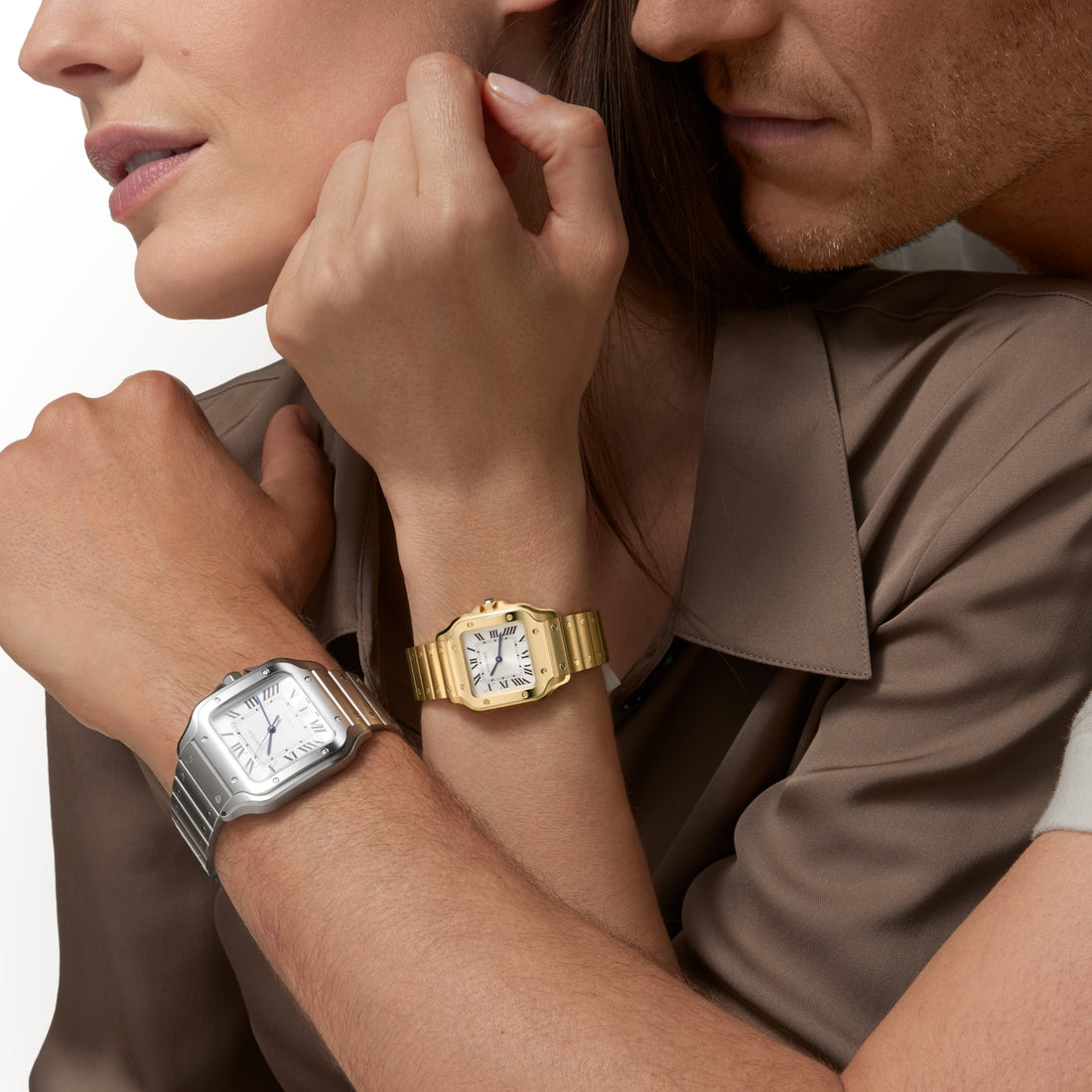 Square Case Watch, Yellow Gold Tone, Small Model