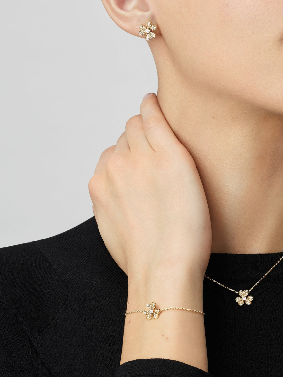 Petal Pendant Necklace, Yellow Gold Tone