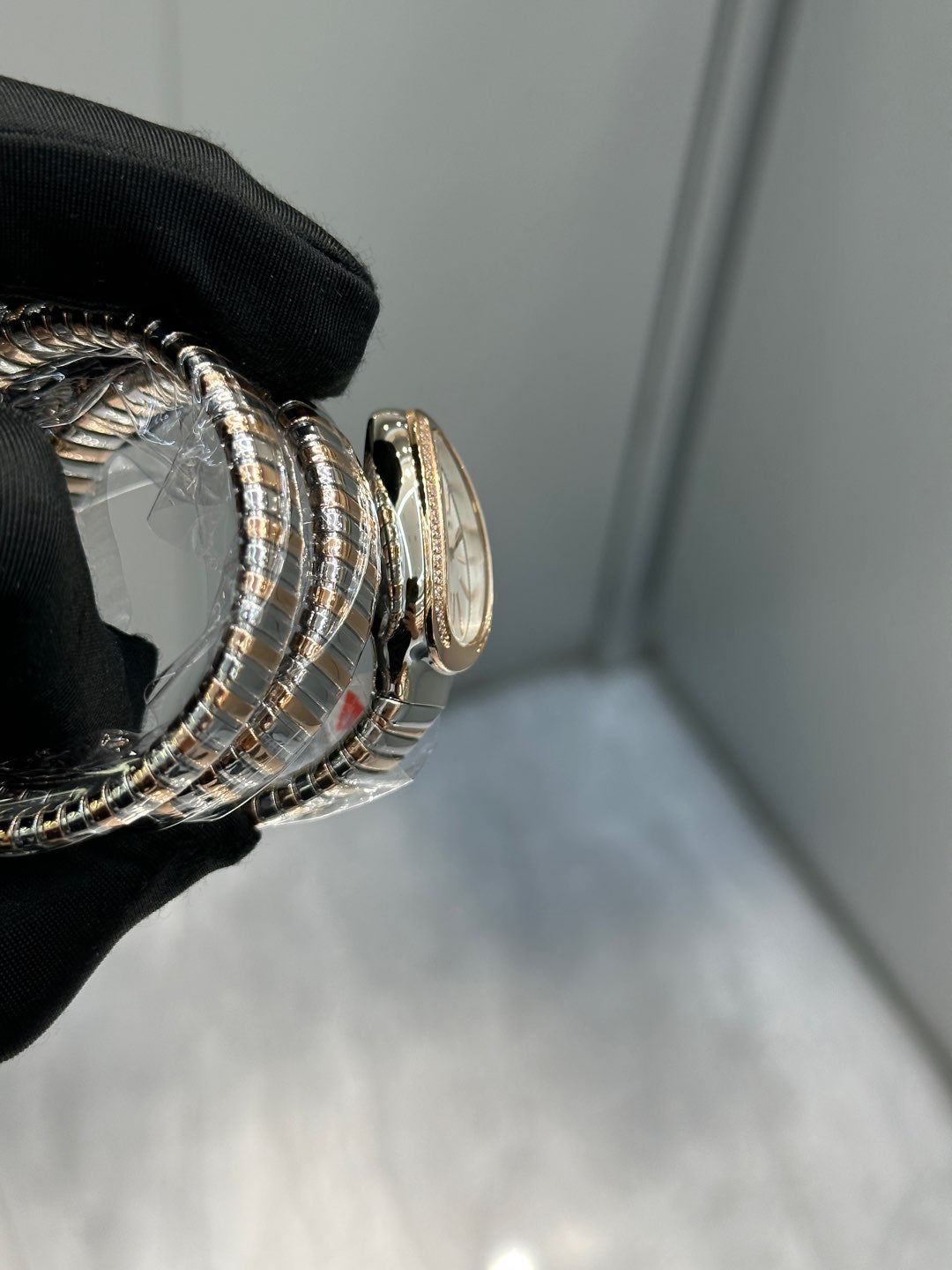 Coiled Band Watch, Rose Gold Tone, Stone-Set, 35 mm, Size M
