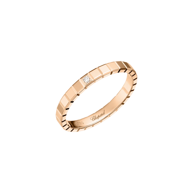 Cube-Link Ring, Rose Gold Tone, Stone-Set