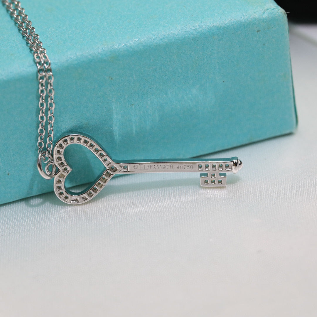 Key Pendant Necklace, Rose Gold Tone
