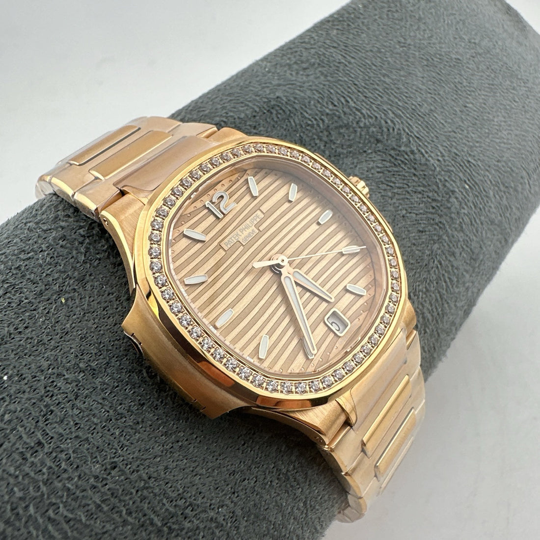 Porthole Case Watch, Rose Gold Tone, Stone-Set
