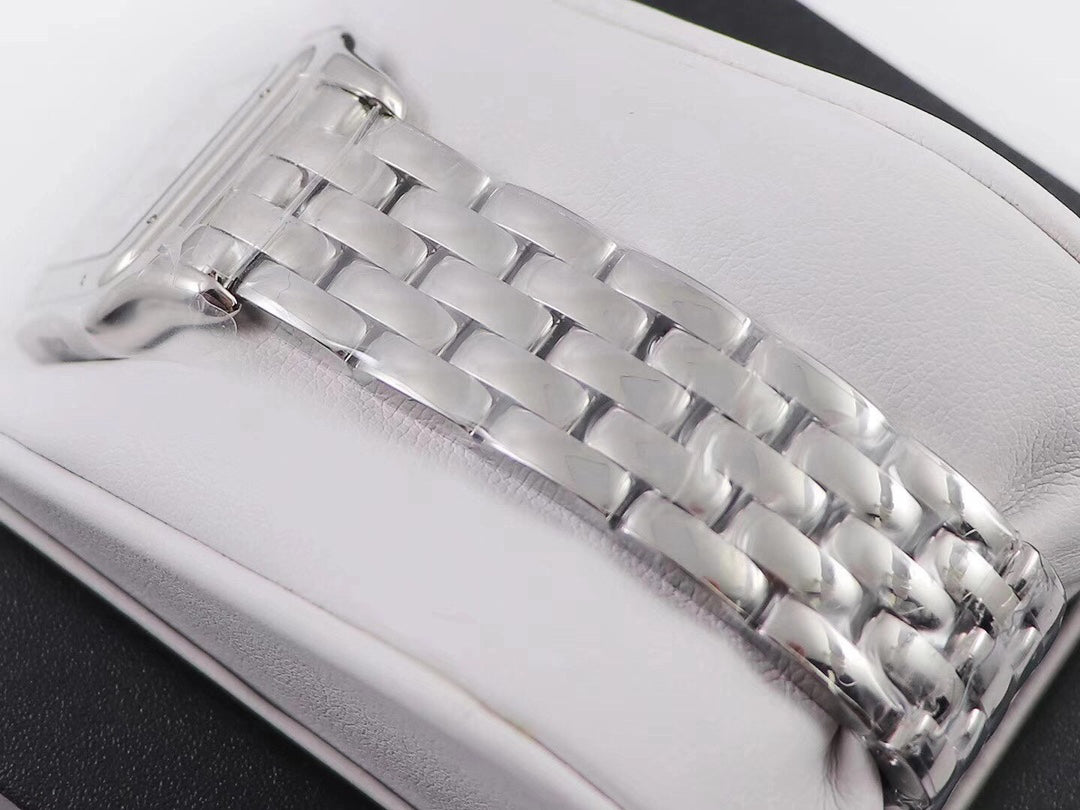 Square Link-Bracelet Watch, White Gold Tone, Stone-Set, White, Small Model