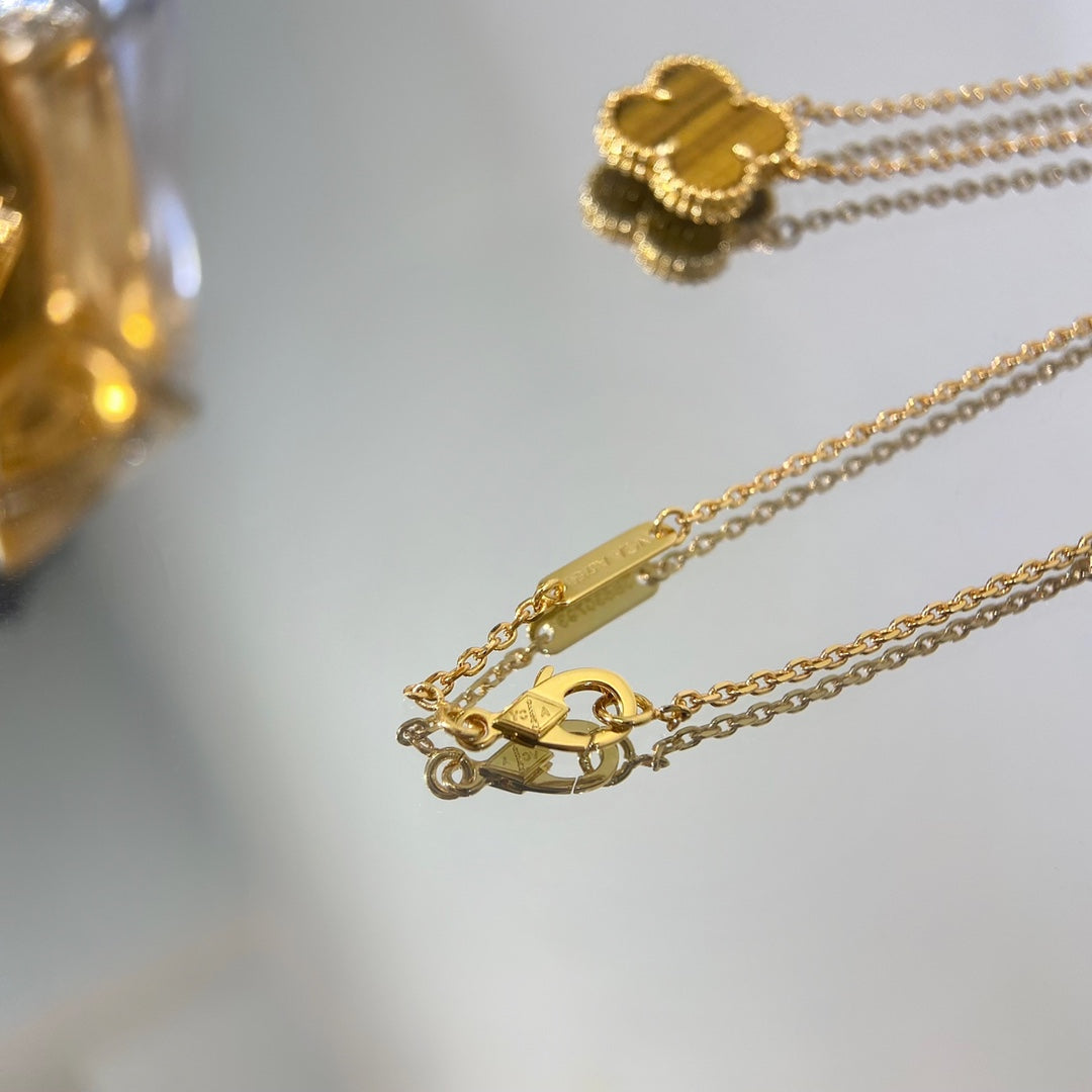 Quatrefoil Pendant Necklace, Yellow Gold Tone