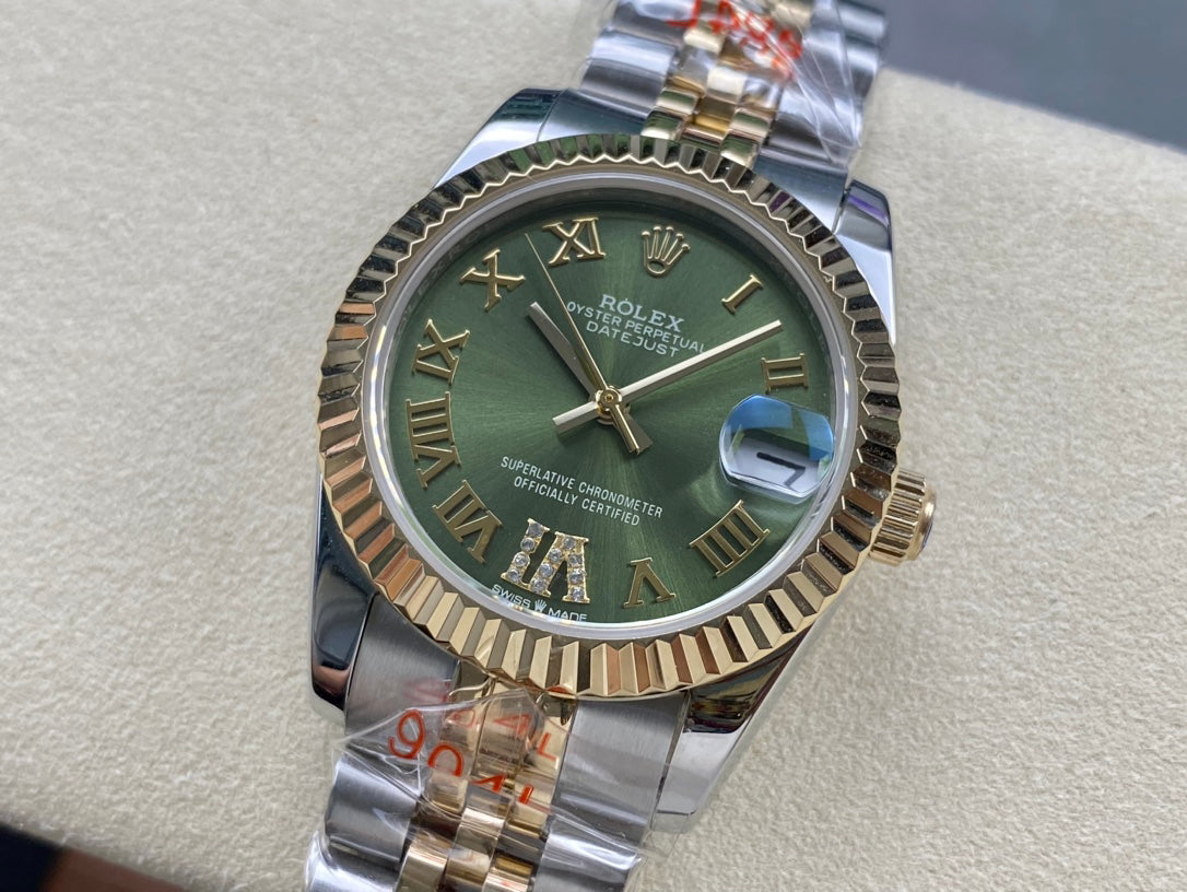 Classic Date Watch, Yellow Gold Tone, Steel, 31 mm