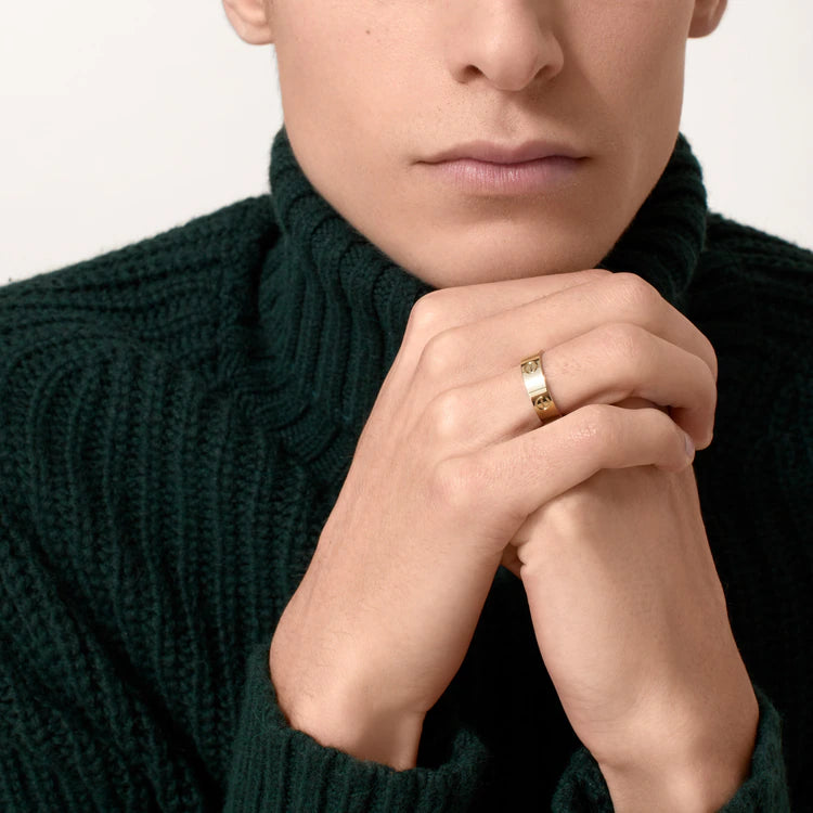 Screw-Motif Band Ring, Classic Model, Yellow Gold Tone