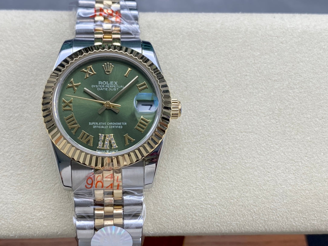 Classic Date Watch, Yellow Gold Tone, Steel, 31 mm