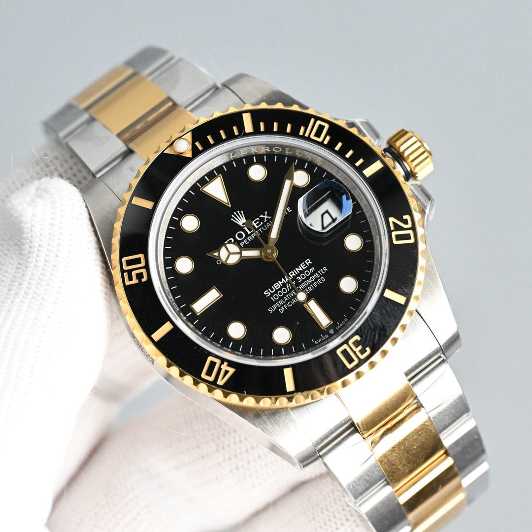 Dive-Style Watch, Yellow Gold Tone, Steel, 41 mm