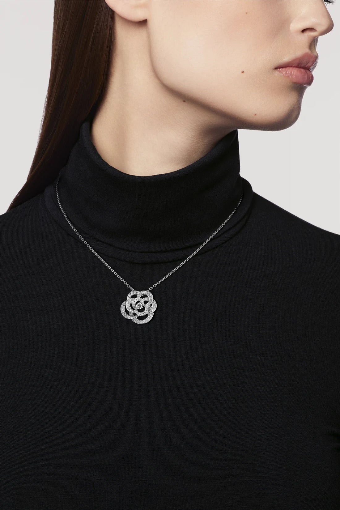 Chain Necklace, White Gold Tone