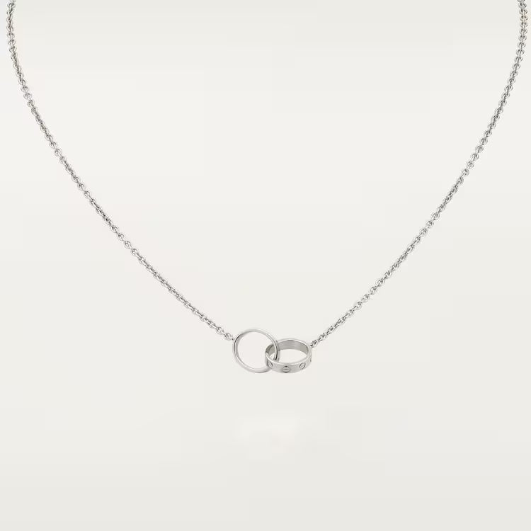 Screw-Motif Pendant Necklace, White Gold Tone