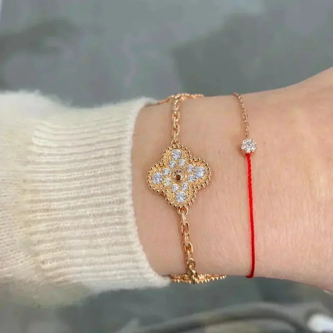 Quatrefoil 5 Motifs Bracelet, Pavé