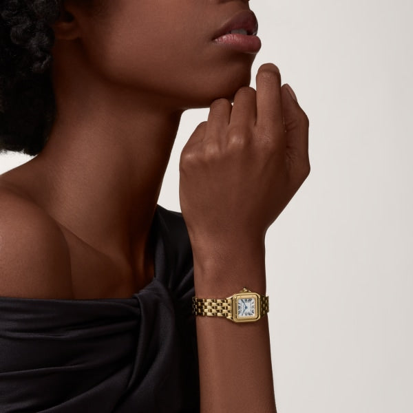 Square Link-Bracelet Watch, Yellow Gold Tone, Small Model