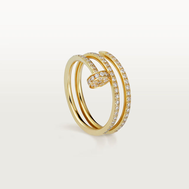 Wrapped Nail Ring, Stone-Set, Yellow Gold Tone