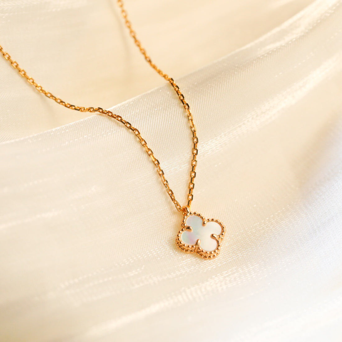 Quatrefoil Pendant Necklace, Yellow Gold Tone