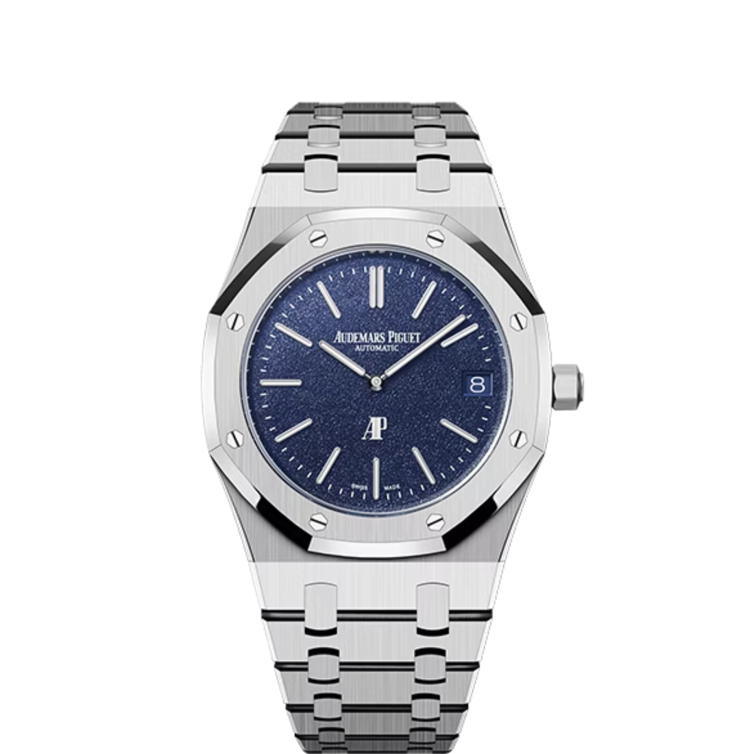 Octagonal Bezel Watch, 18K, White Gold Tone, White, 39 mm