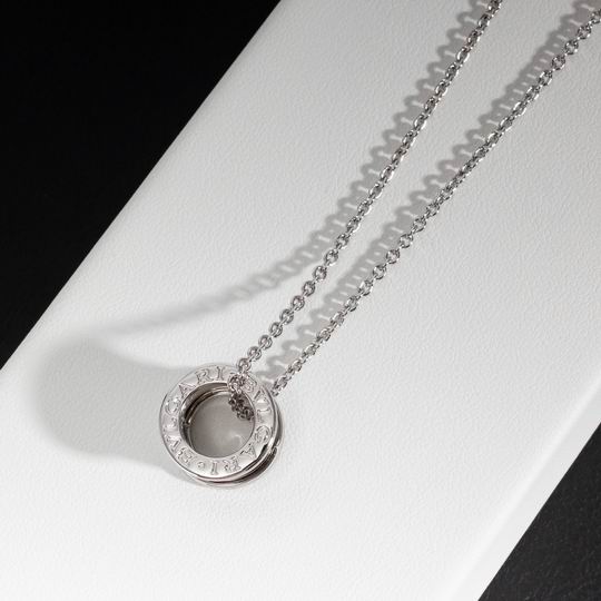Spiral Pendant Necklace, White Gold Tone