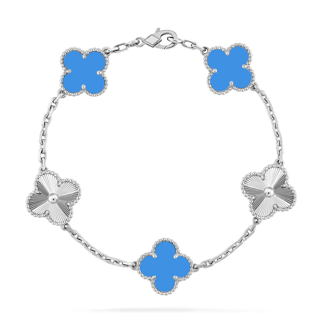 Quatrefoil 5 Motifs Bracelet, Blue Agate
