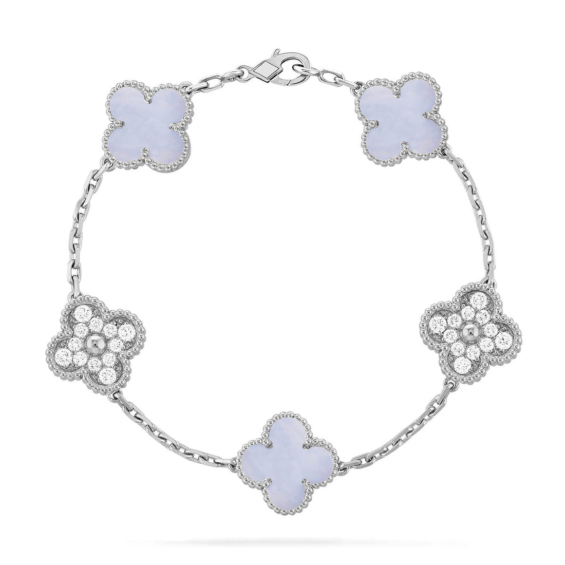 Quatrefoil 5 Motifs Bracelet, Purple Chalcedony