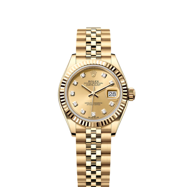 Classic Date Watch, Yellow Gold Tone, 28 mm