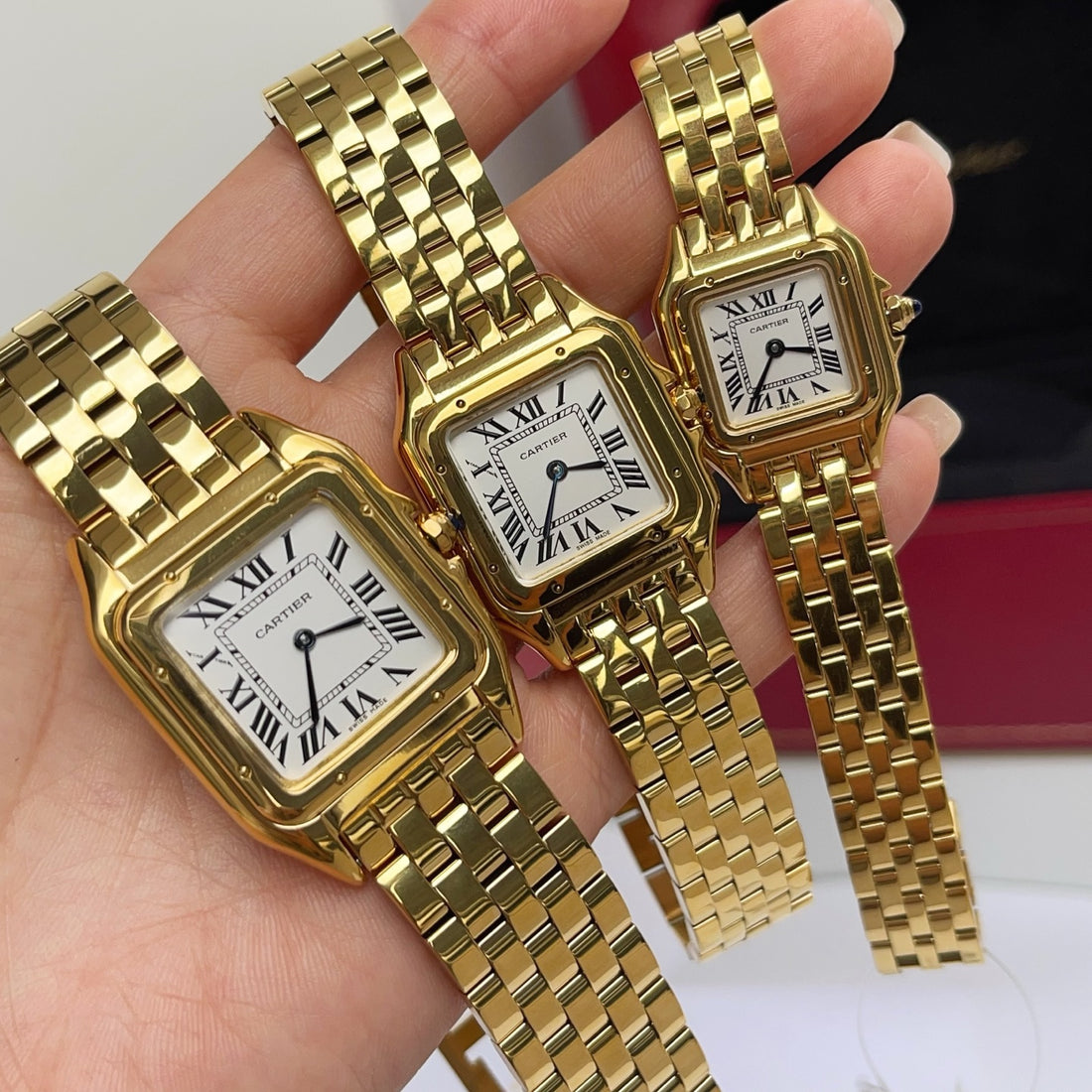 Square Link-Bracelet Watch, Yellow Gold Tone, Medium Model