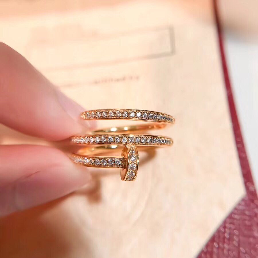 Wrapped Nail Ring, Stone-Set, Yellow Gold Tone