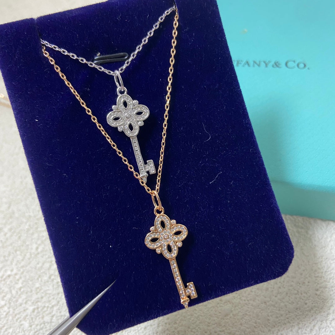 Key Pendant Necklace, Rose Gold Tone