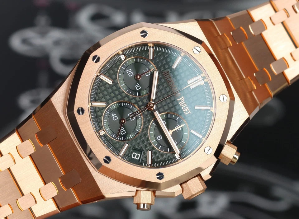 Octagonal Bezel Watch, 18K, Rose Gold Tone, 41 mm