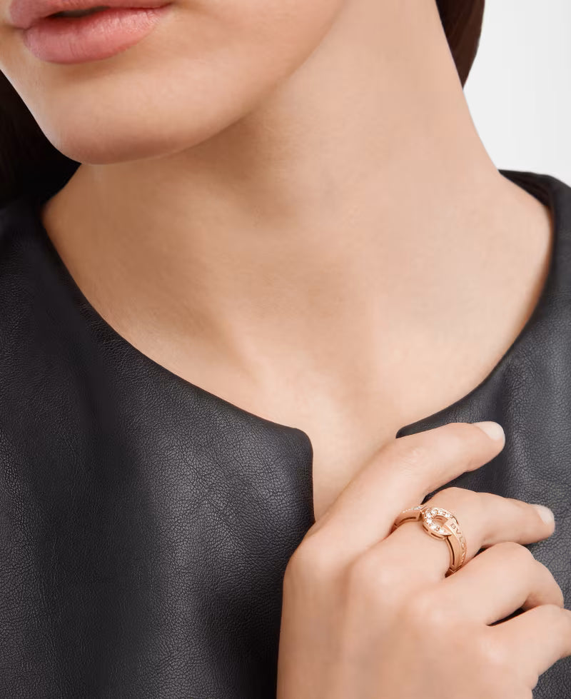 Roman Band Ring, Rose Gold Tone, Stone-Set