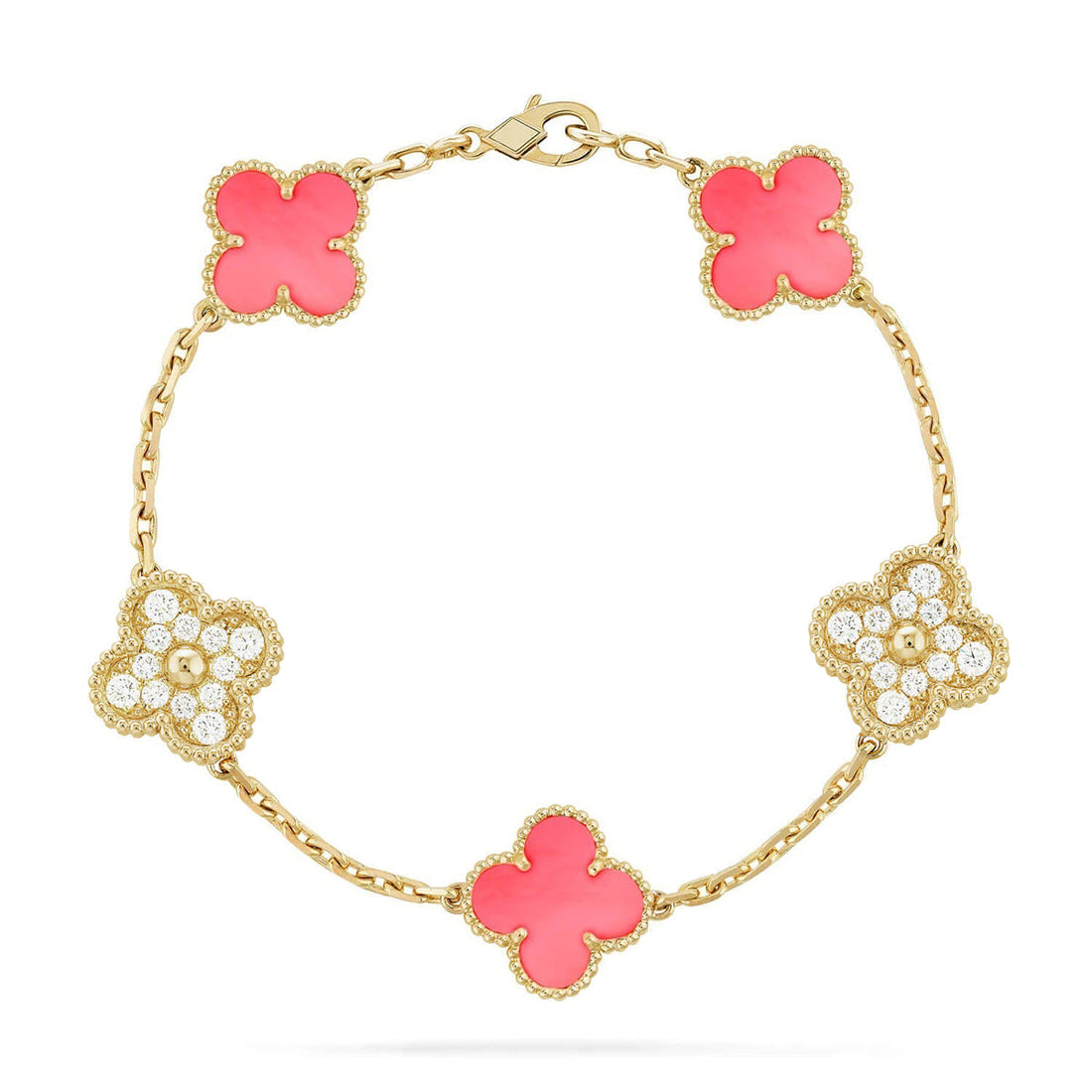 Quatrefoil 5 Motifs Bracelet, Pink Mother of Pearl