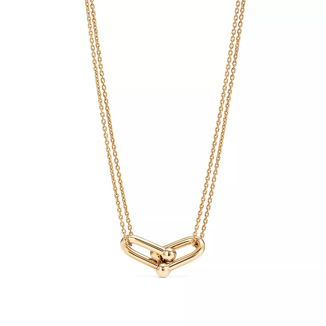 Link Pendant Necklace, Yellow Gold Tone