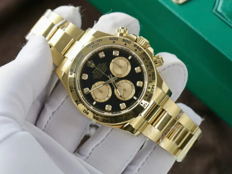 Chronograph Racing Watch, Yellow Gold Tone, 40 mm