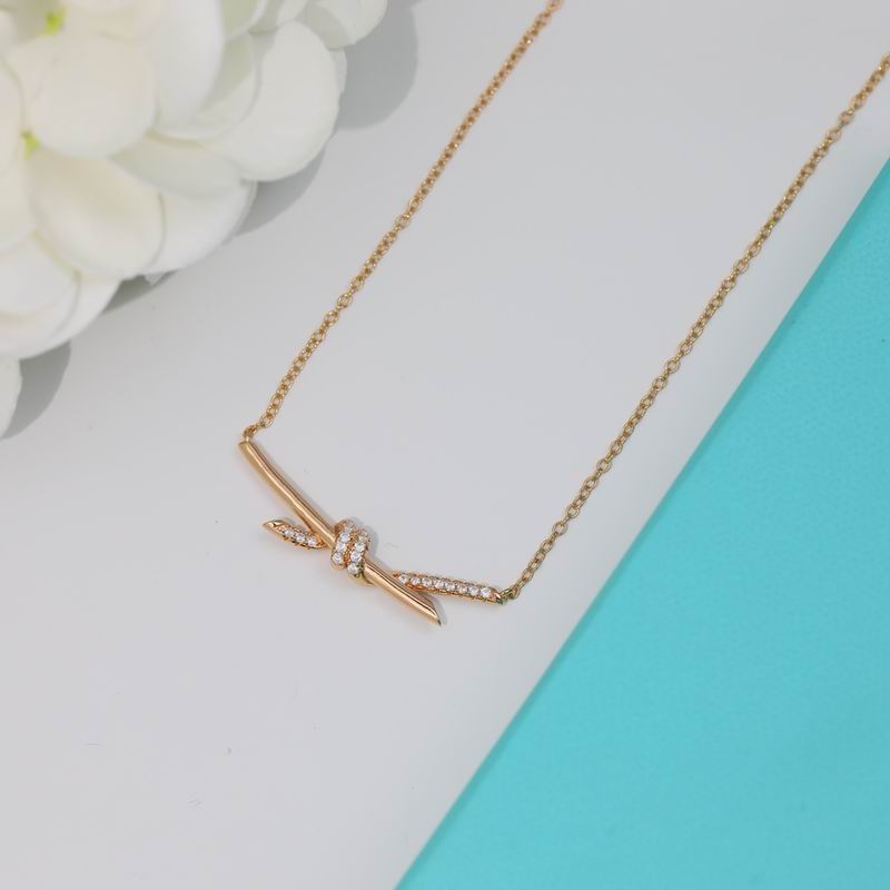 Knot Pendant Necklace, Rose Gold Tone