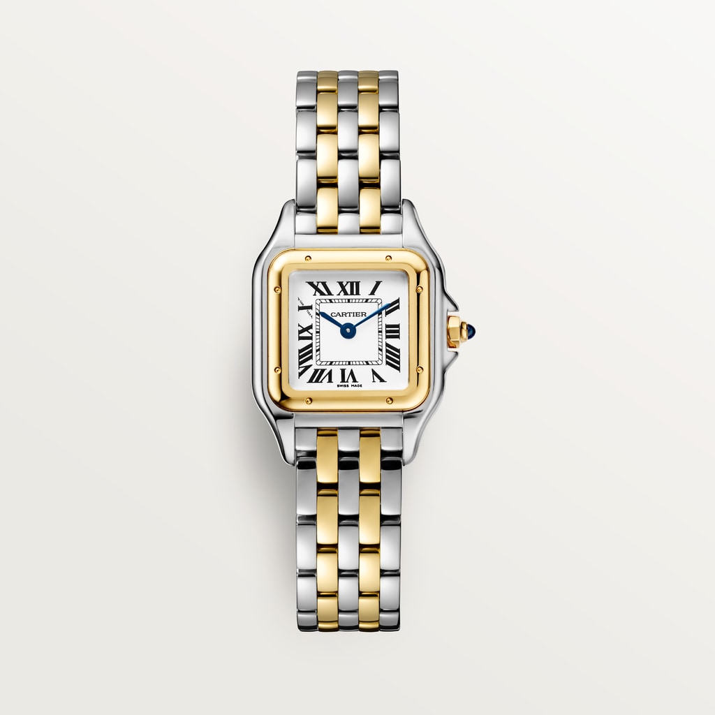 Square Link-Bracelet Watch, Yellow Gold Tone, Steel, Small Model