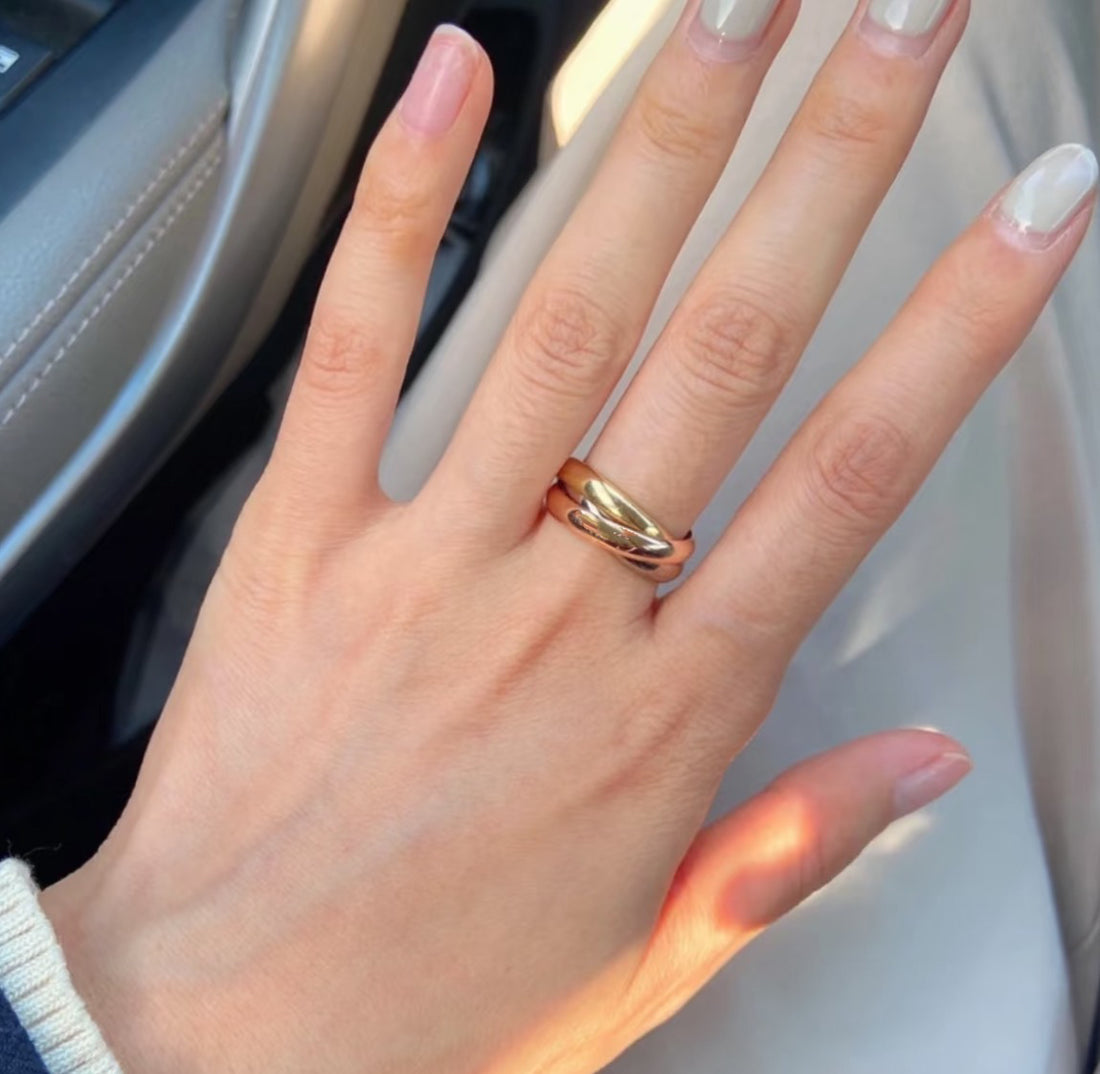 Three-Band Rolling Ring, Rose Gold Tone