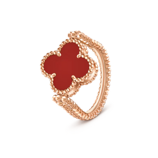Quatrefoil Ring, Rose Gold Tone, Carnelian