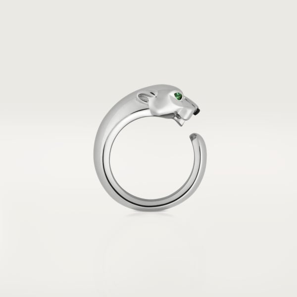 Feline Motif Ring, Medium Model, White Gold Tone