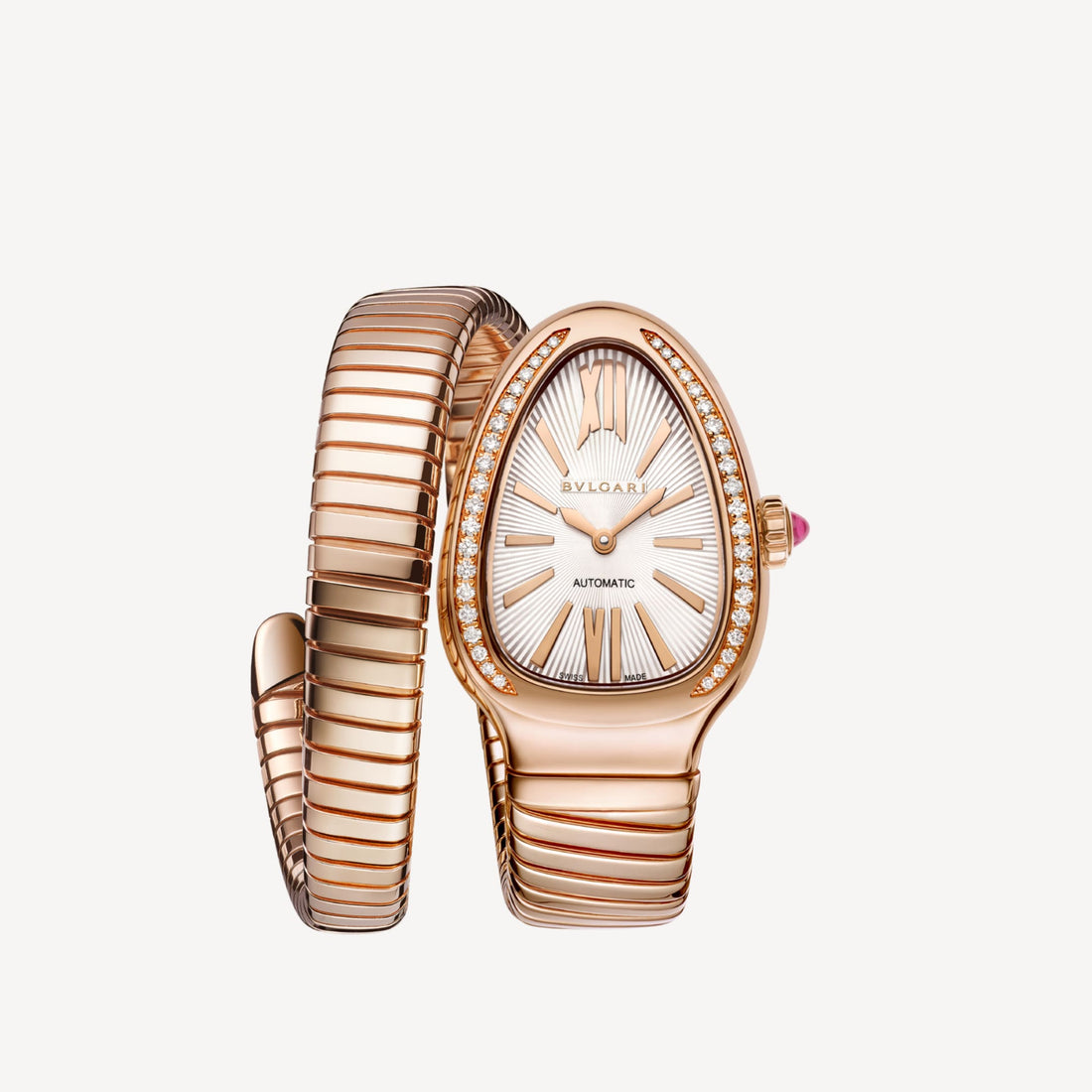 Coiled Band Watch, Rose Gold Tone, Stone-Set, 35 mm, Size S
