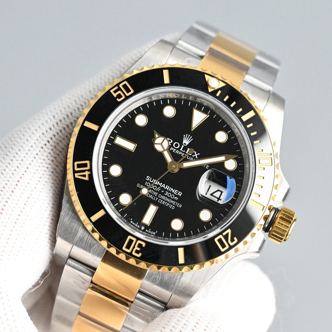 Dive-Style Watch, Yellow Gold Tone, Steel, 41 mm