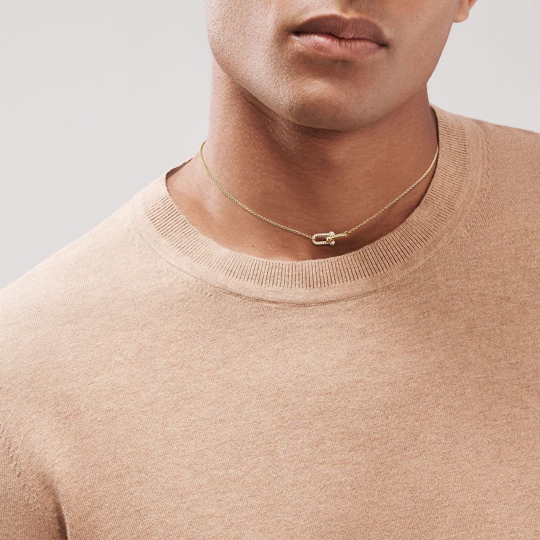 Link Pendant Necklace, Yellow Gold Tone, Stone-Set