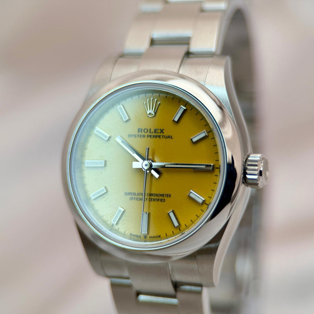 Round Automatic Watch, White Gold Tone, Steel, White, 36-41 mm