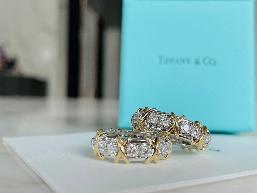 Sixteen Stone Ring, Yellow Gold Tone, Stone-Set