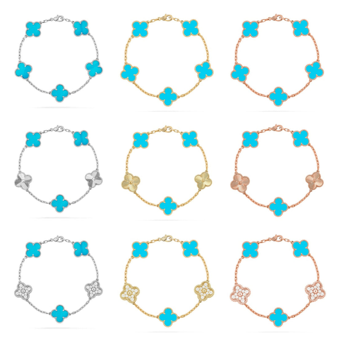 Quatrefoil 5 Motifs Bracelet, Turquoise