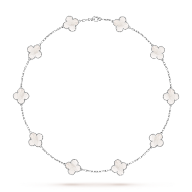Quatrefoil Pendant Necklace, Agate, 10 Motifs, Yellow Gold Tone