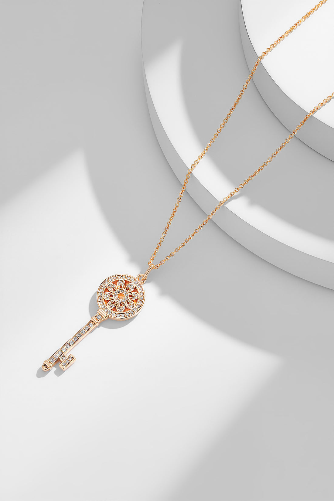 Key Pendant Necklace, Rose Gold Tone