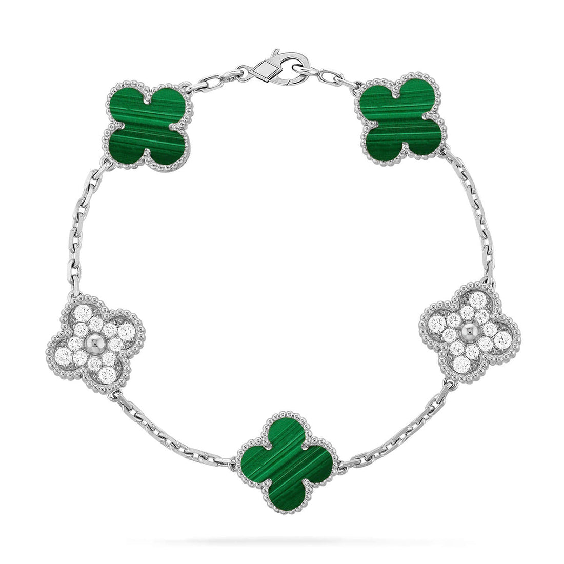 Quatrefoil 5 Motifs Bracelet, Malachite