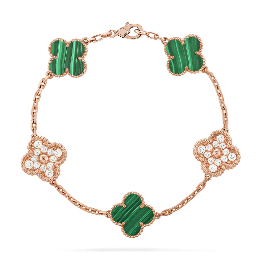 Quatrefoil 5 Motifs Bracelet, Malachite