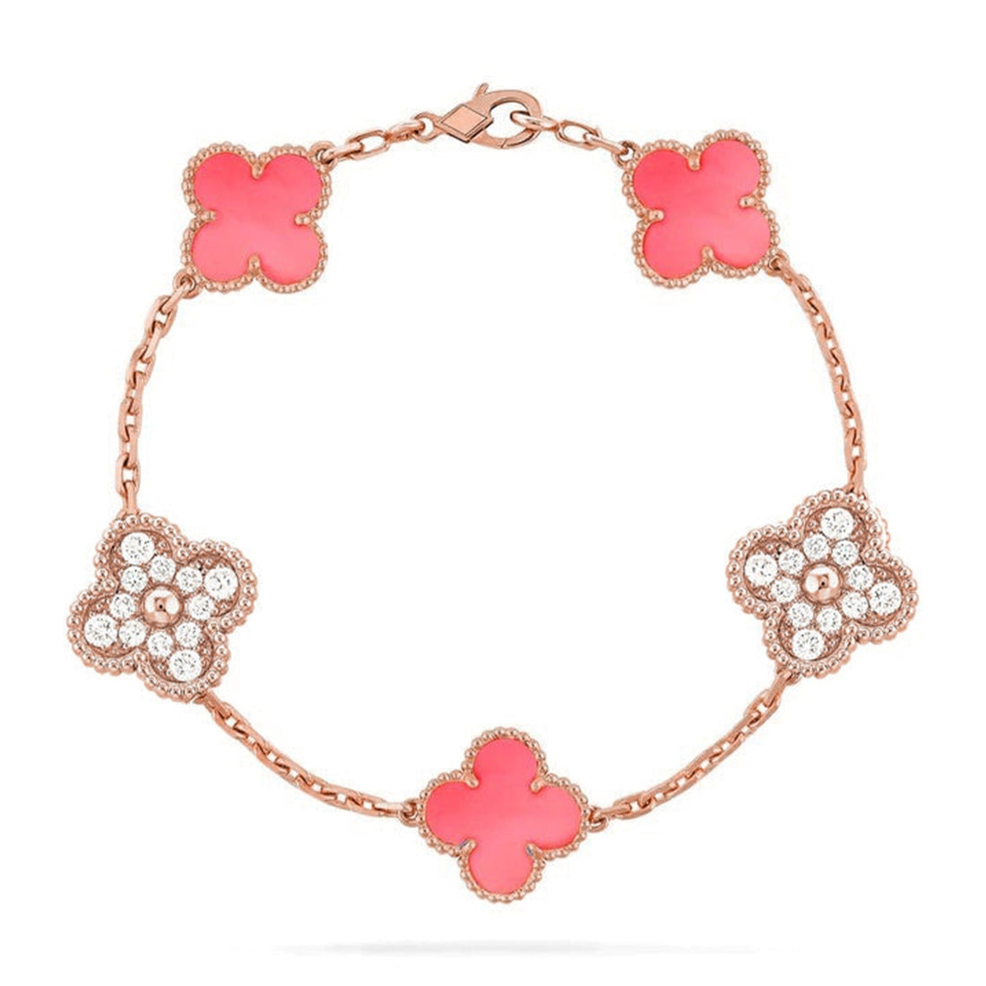 Quatrefoil 5 Motifs Bracelet, Pink Mother of Pearl