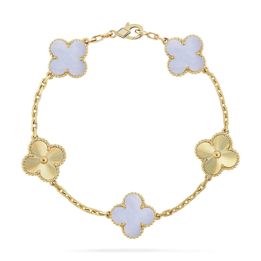 Quatrefoil 5 Motifs Bracelet, Purple Chalcedony