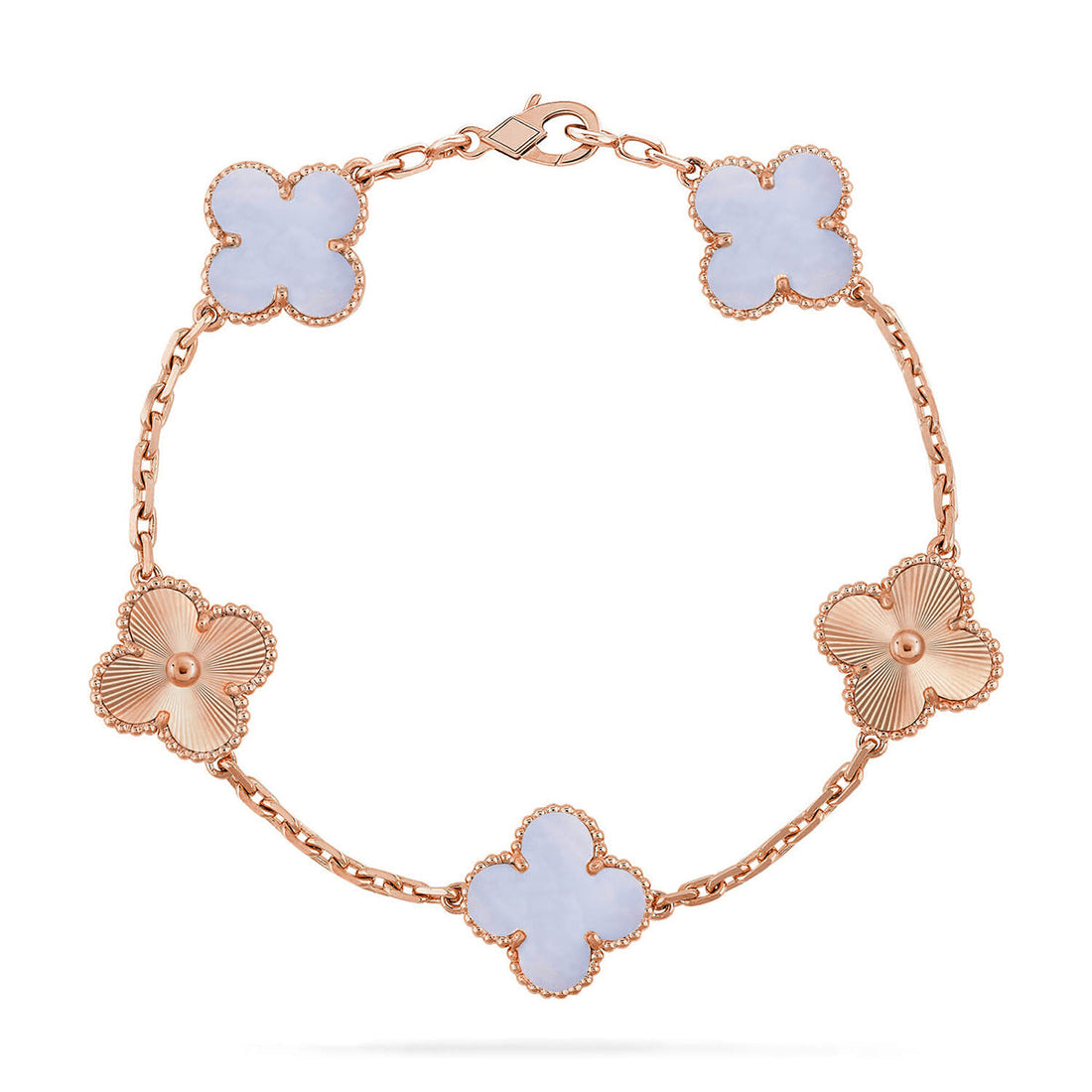 Quatrefoil 5 Motifs Bracelet, Purple Chalcedony