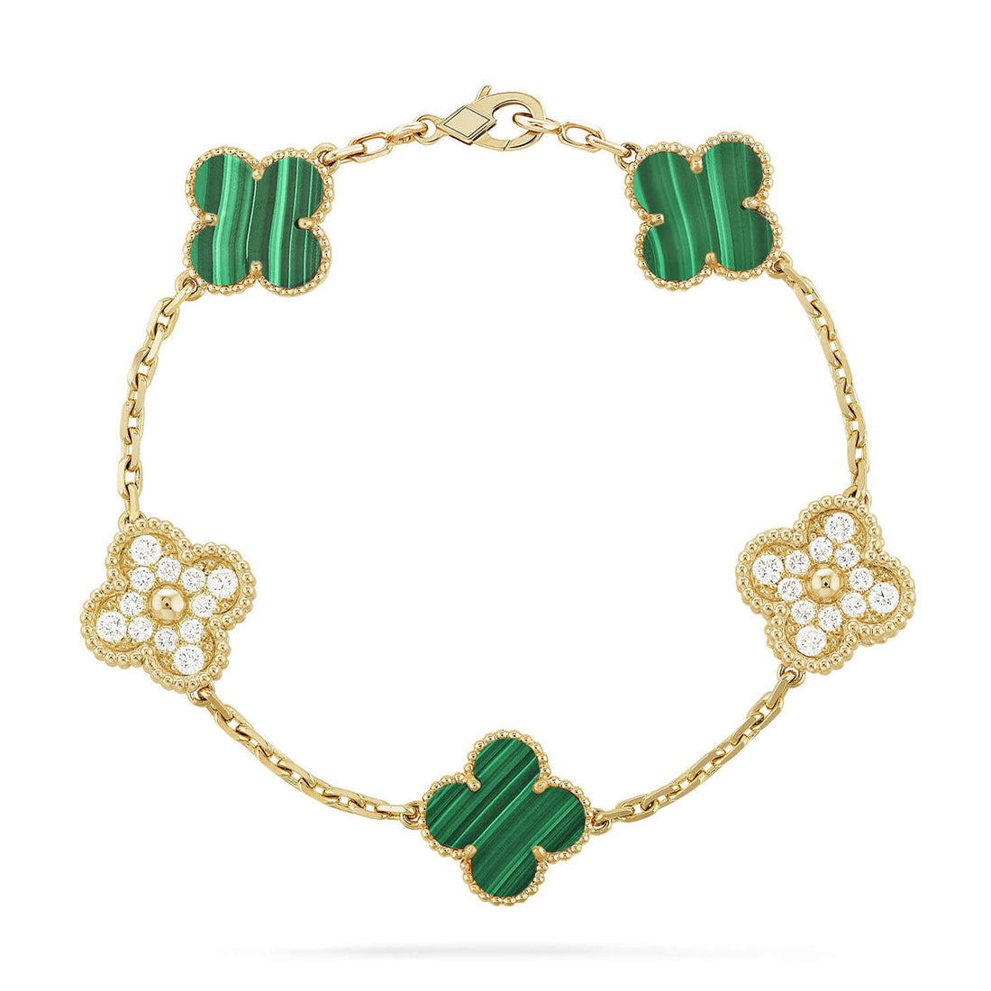 Quatrefoil 5 Motifs Bracelet, Malachite